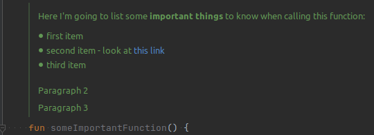 Rendered documenting comment